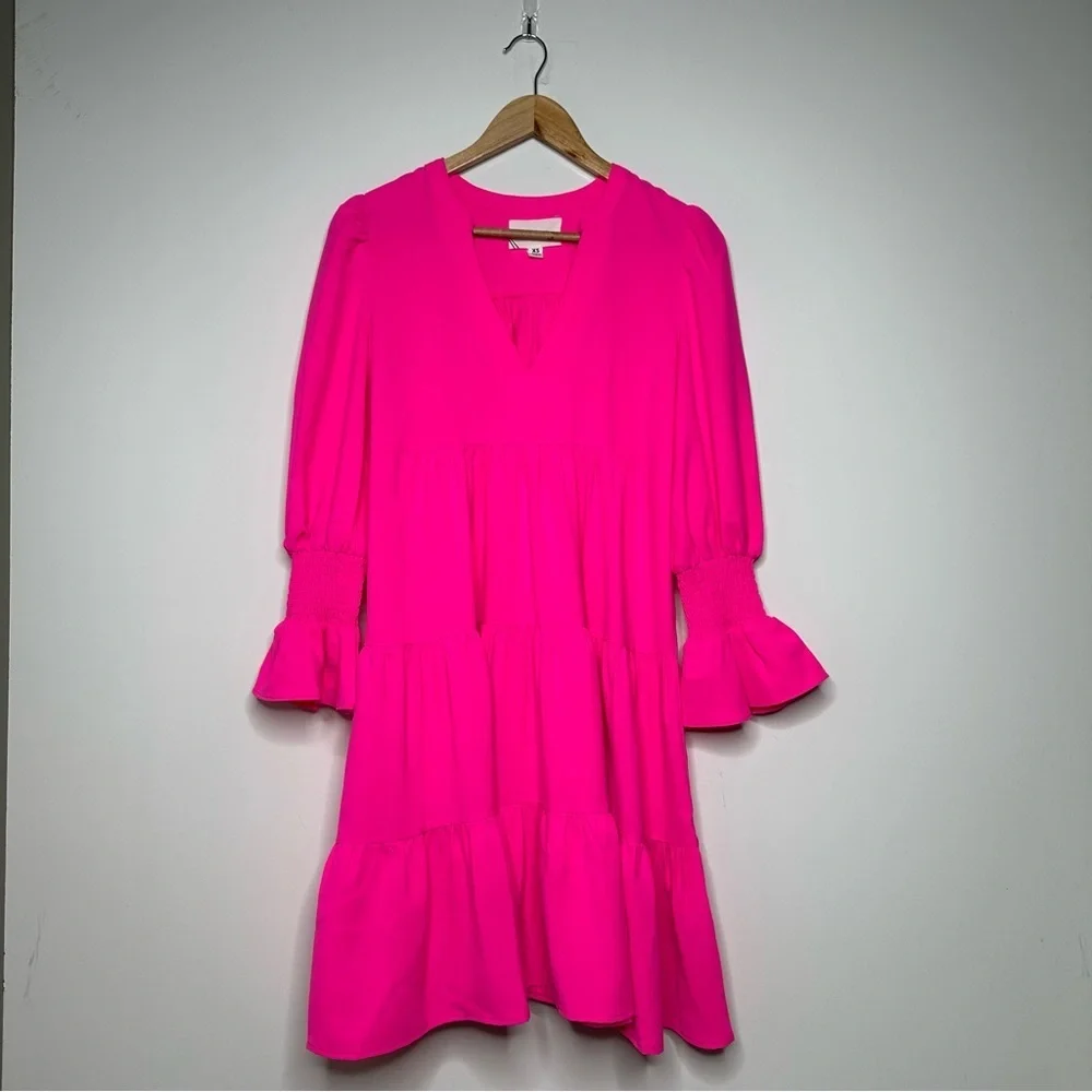Tuckernuck/Pomander Place Electric Pink Crepe Kenzo Dress Size XS - Picture 3 of 13